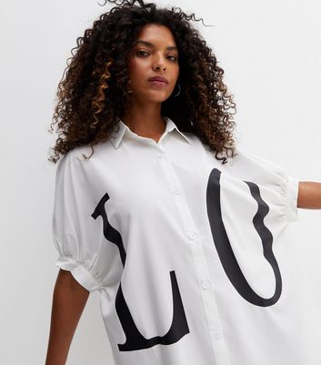 Logo Love Oversized Mini Shirt Dress 