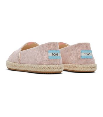 TOMS Pale Pink Glitter Canvas Espadrilles New Look