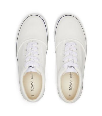 TOMS White Canvas Lace Up Espadrilles New Look