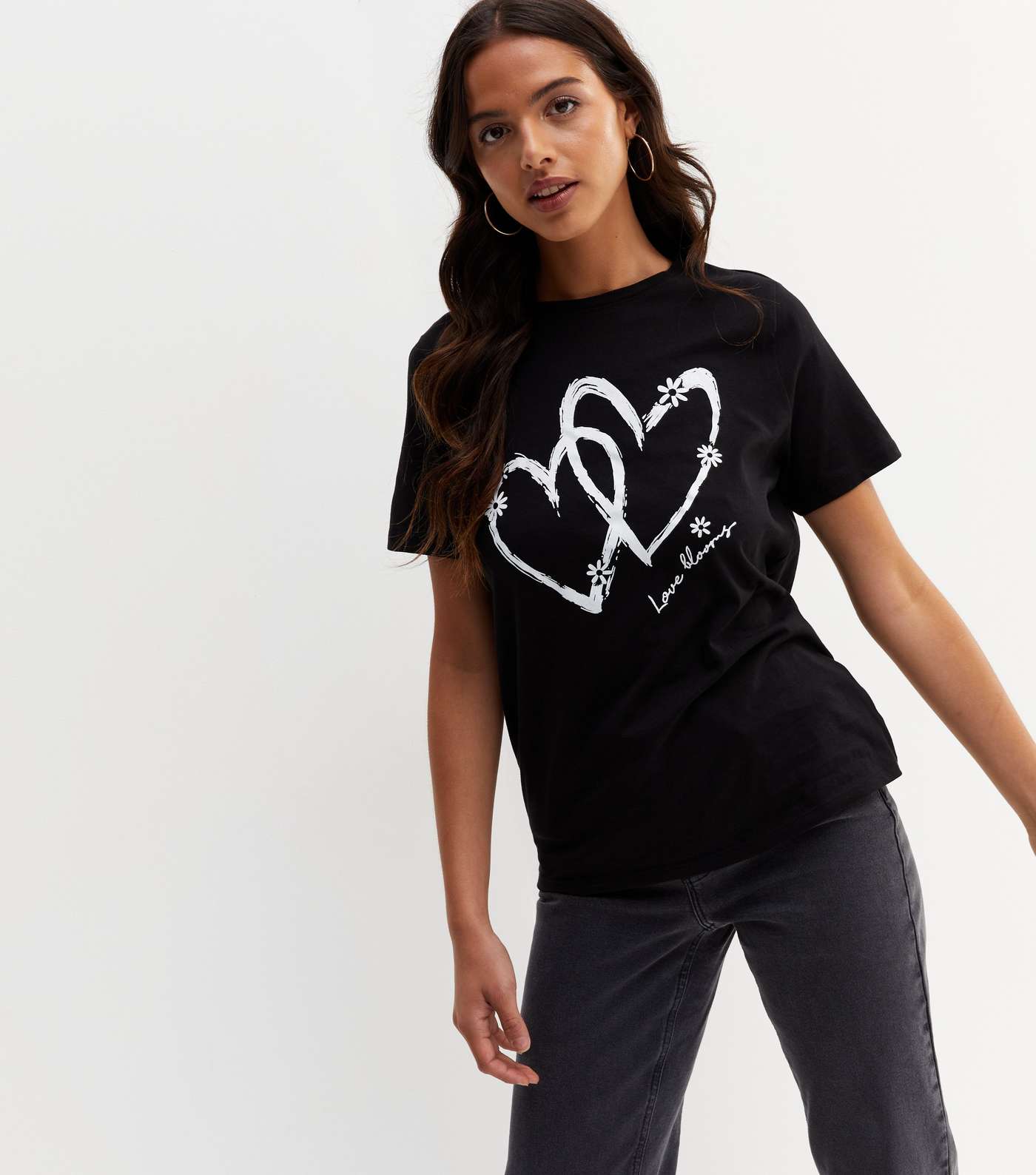 Black Heart Love Blooms Logo T-Shirt