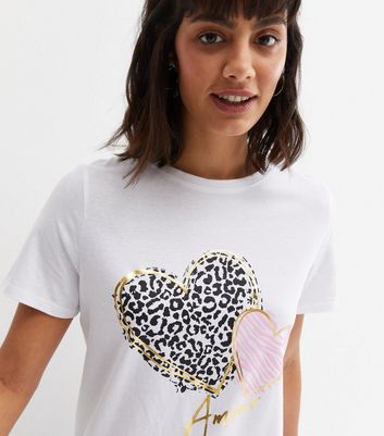 White Animal Print Double Heart Amour 