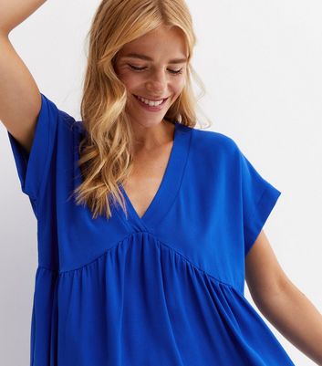 V Neck Tiered Mini Smock Dress 