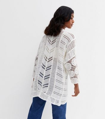 Ladies white hot sale crochet cardigan