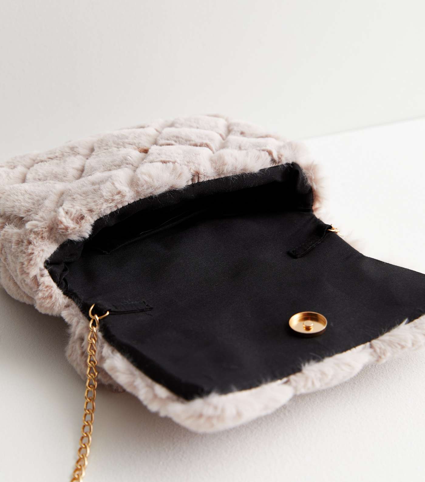 Mink Quilted Faux Fur Top Handle Cross Body Bag Image 4