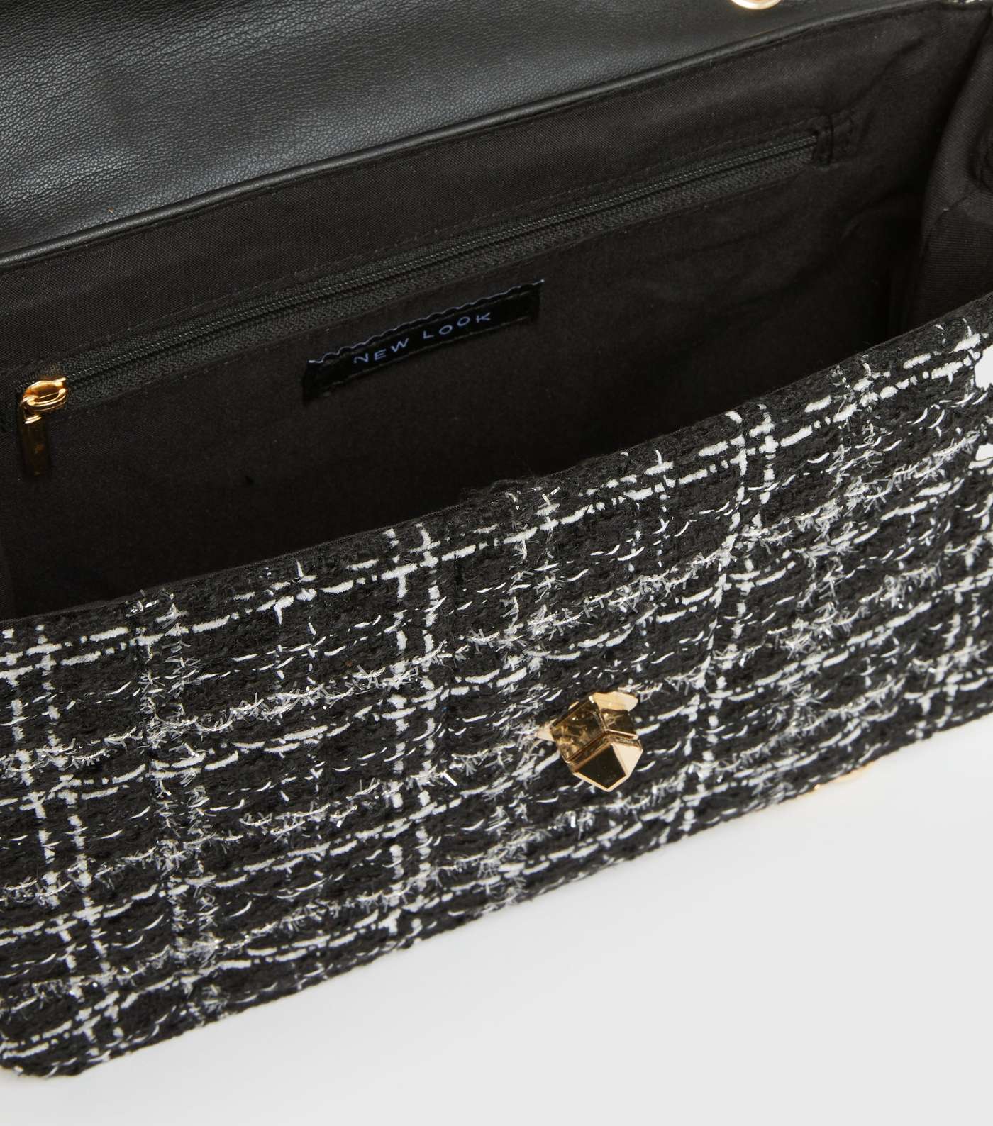 Black Check Bouclé Cross Body Bag Image 4