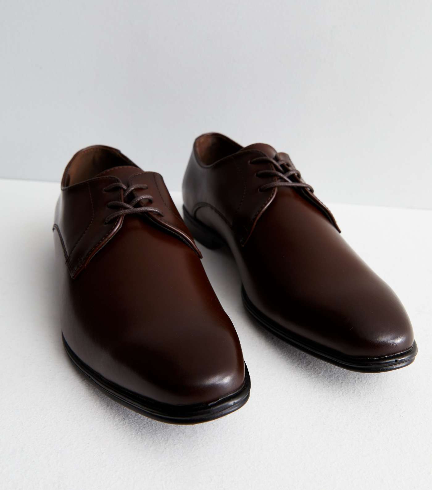 Dark Brown Leather Derby Shoes Image 4