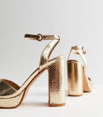 Gold block store heels new look