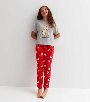 Girls Grey Christmas Jogger Pyjama Set with Avocado Logo