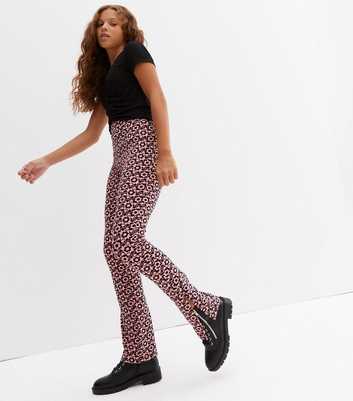 Girls Pink Checkerboard Heart and Daisy Flared Trousers