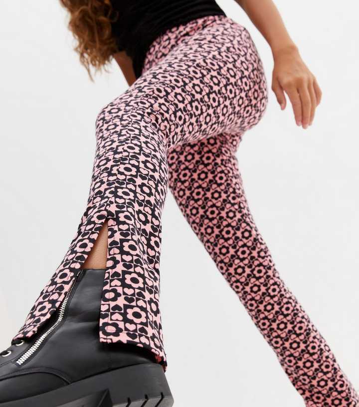 Flared leggings - Pink/Patterned - Ladies