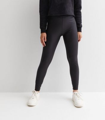 Slit-detail Leggings - Black/faux leather - Ladies | H&M US