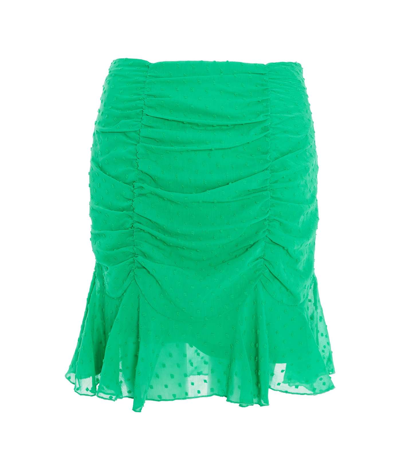 QUIZ Light Green Spot Chiffon Ruffle Mini Skirt Image 4