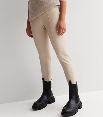 Petite Dark Brown Leather-Look High Waist Leggings