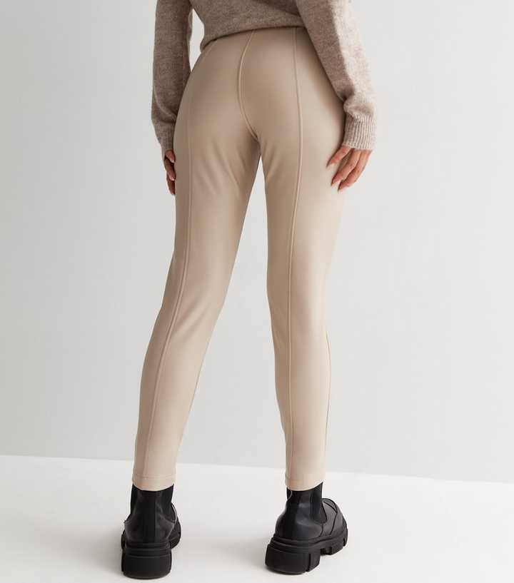 New Look faux leather legging in cream - ShopStyle