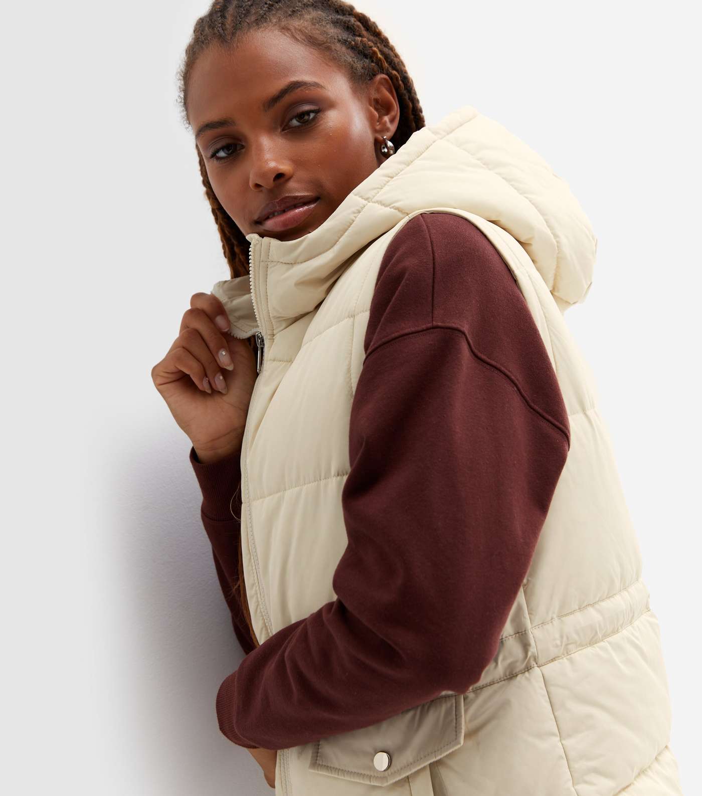 Cameo Rose Stone Puffer Toggle Hooded Gilet Image 3