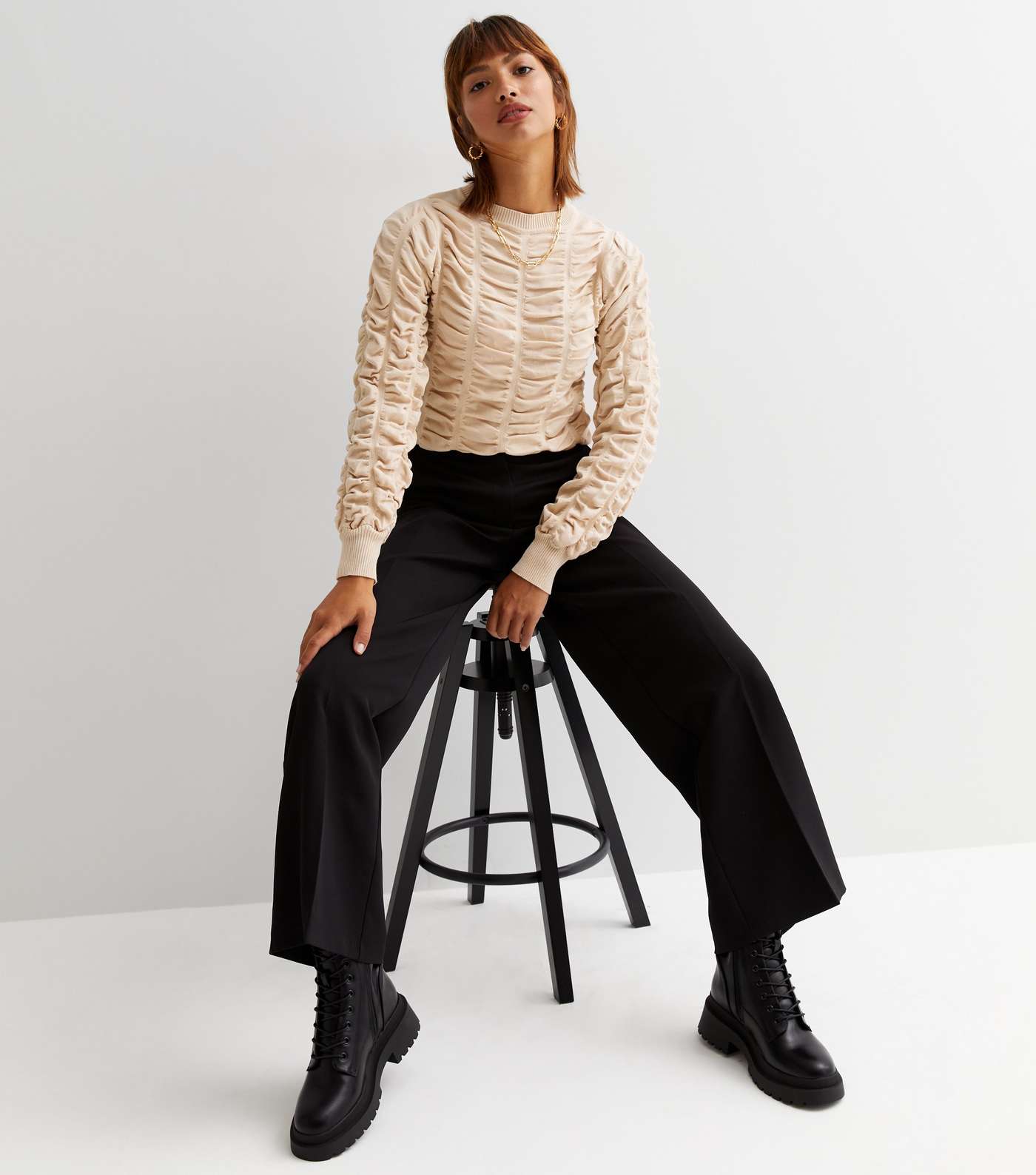 Cameo Rose Stone Ruched Knit Jumper Image 2