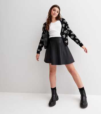 Girls Black Leather-Look Skirt