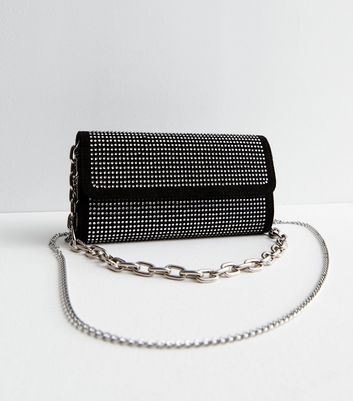 Black embellished best sale clutch bag