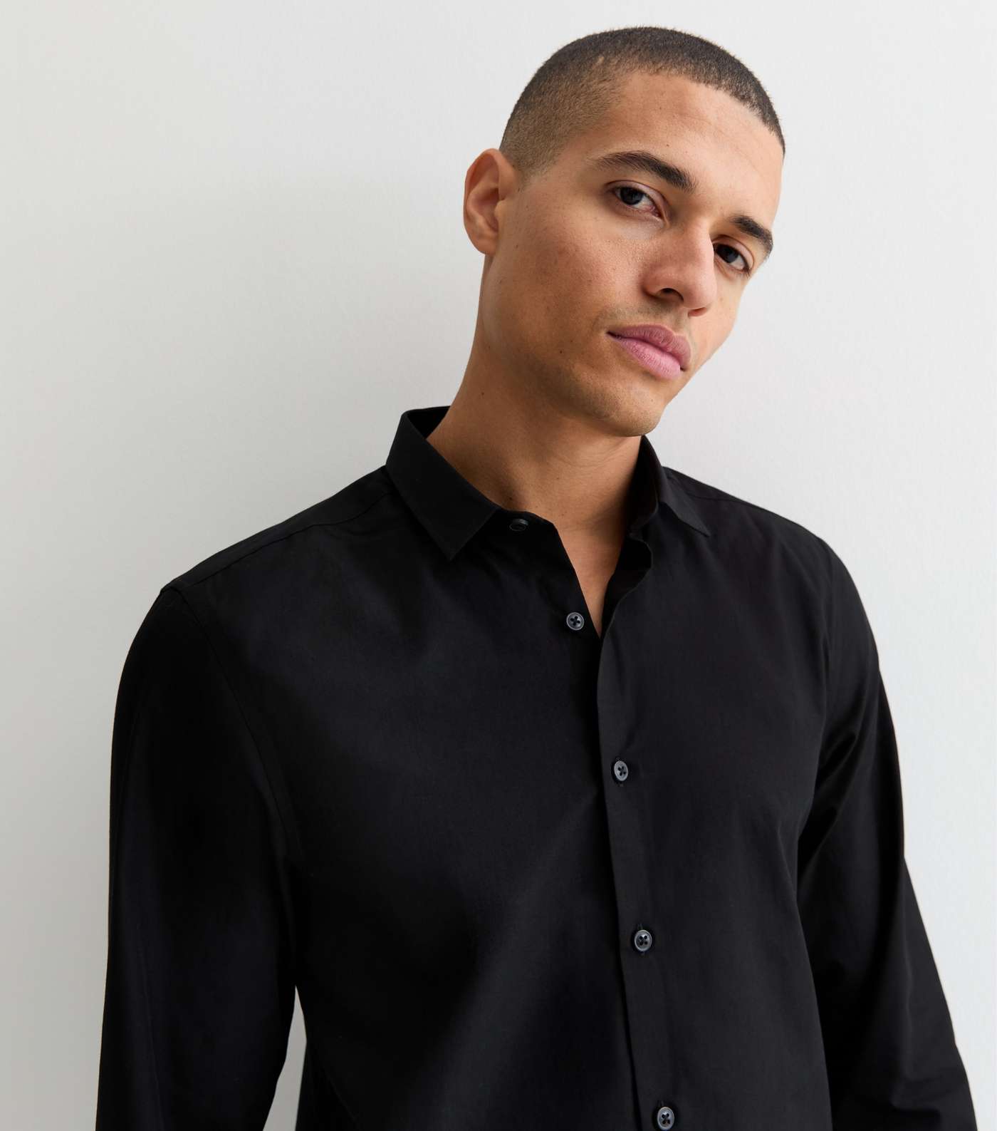 Black Poplin Long Sleeve Regular Fit Shirt Image 2