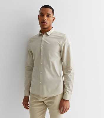 Cream Poplin Long Sleeve Regular Fit Shirt