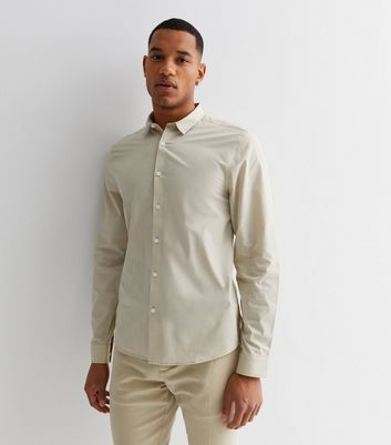 mens cream button down shirt