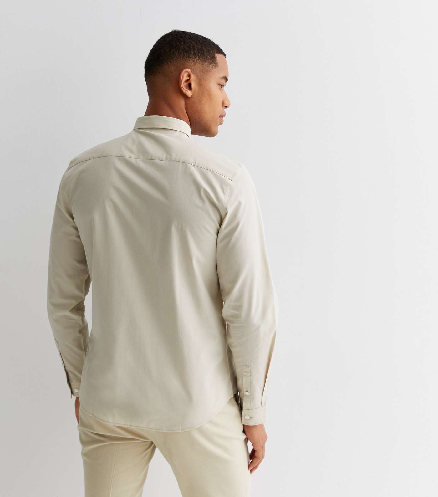 Cream Poplin Long Sleeve Regular Fit Shirt Image 4