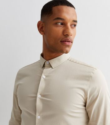 Cream slim best sale fit shirt