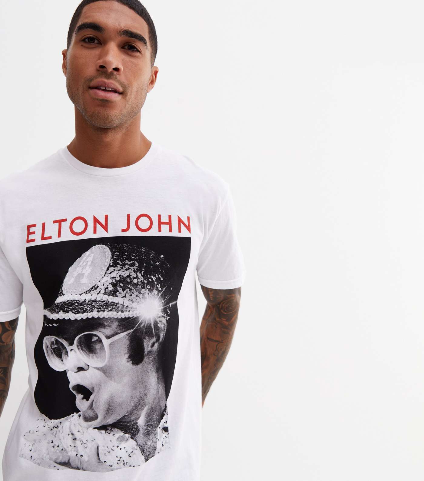 White Elton John Logo T-Shirt Image 3