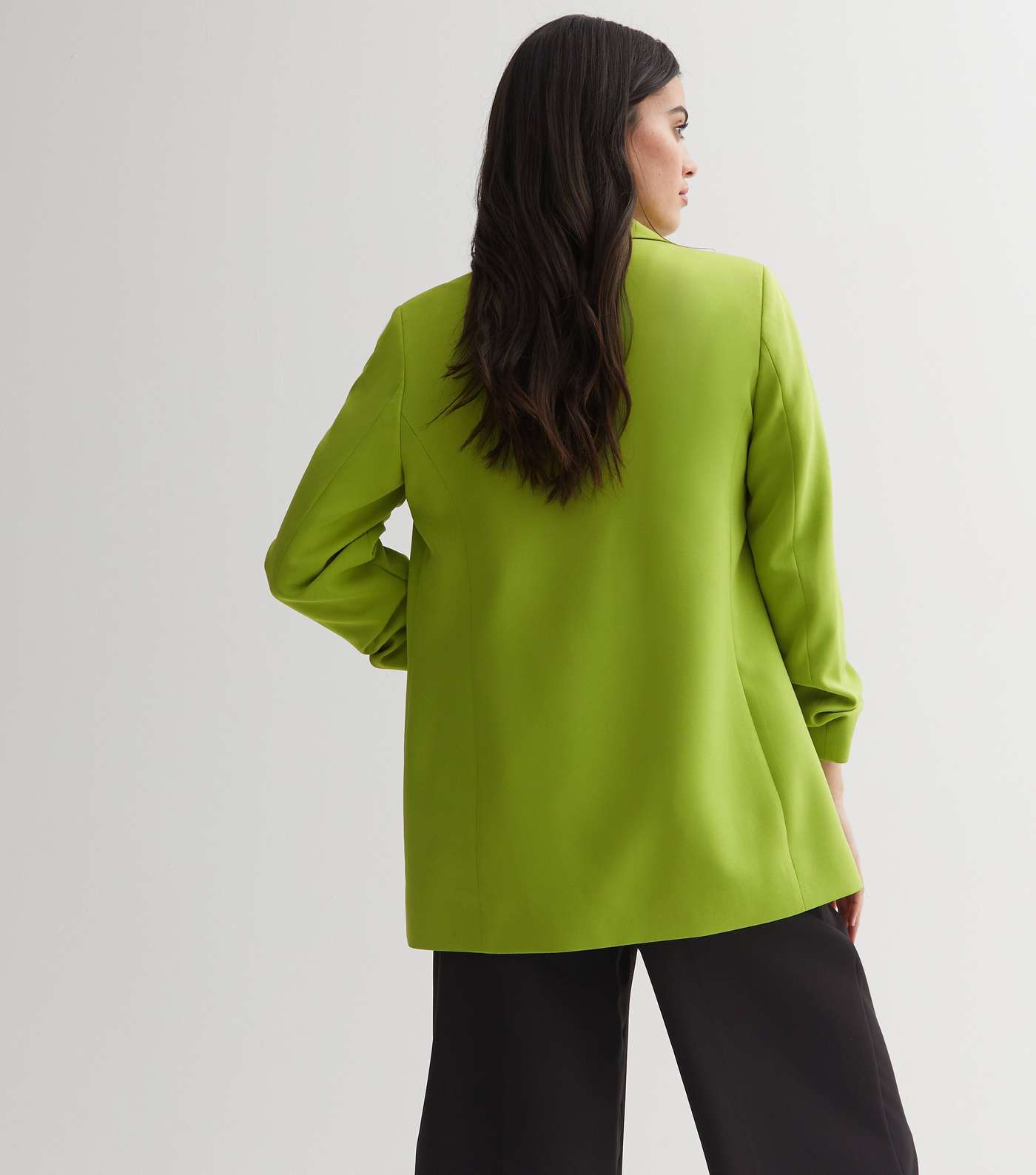 Green Ruched Sleeve Oversized Blazer  Image 6