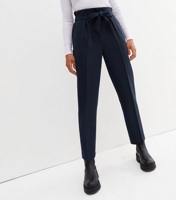 navy high waist trousers