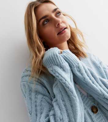Urban Bliss Blue Cable Knit Button Front Cardigan