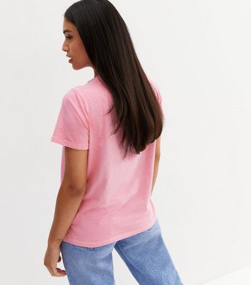 Girls Mid Pink Acid Wash Twist Front T-Shirt | New Look