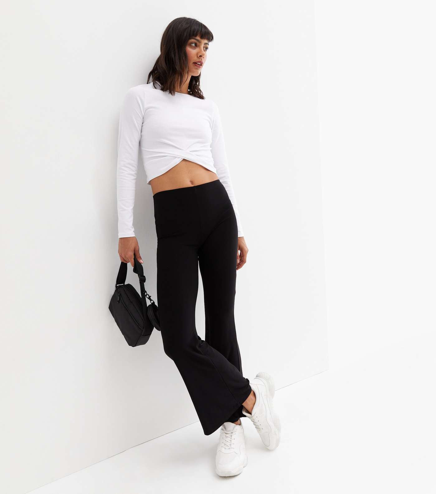 White Twist Front Long Sleeve Crop Top Image 3