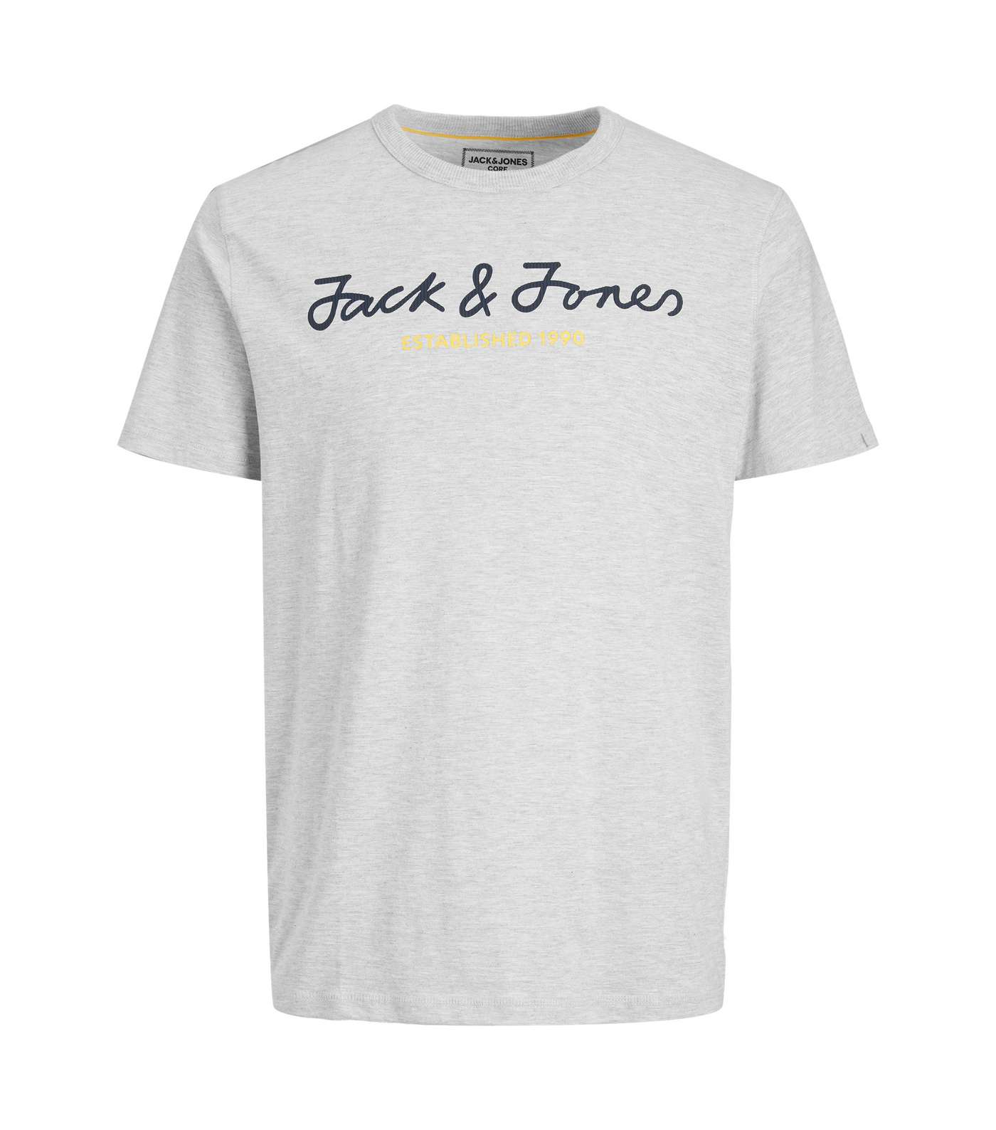 Jack & Jones Pale Grey Logo Crew T-Shirt Image 5