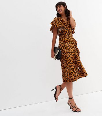 Rust leopard sales print dress