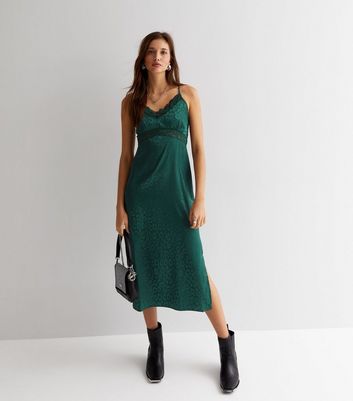 satin & lace slip dress