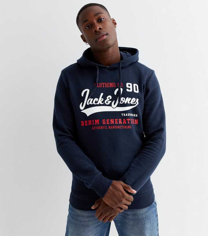 Jack & Jones Navy Varsity Logo Hoodie