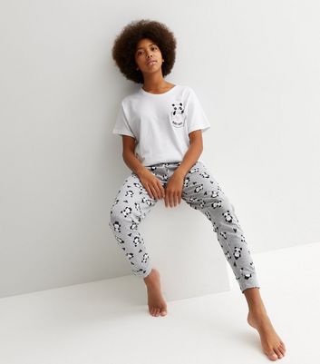 Girls White Jogger Pyjama Set with Panda Logo New Look