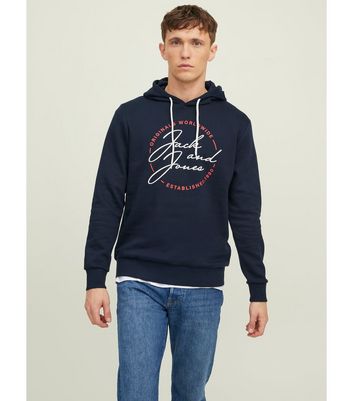 Jack & Jones Navy Logo Hoodie