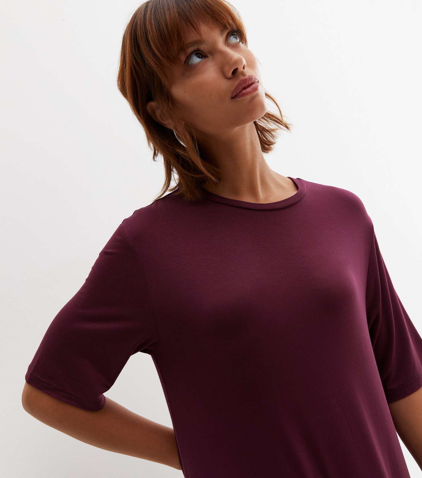 Dark Purple Jersey Oversized Midi T-Shirt Dress Image 2