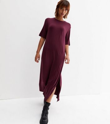 Dark purple t shirt dress sale