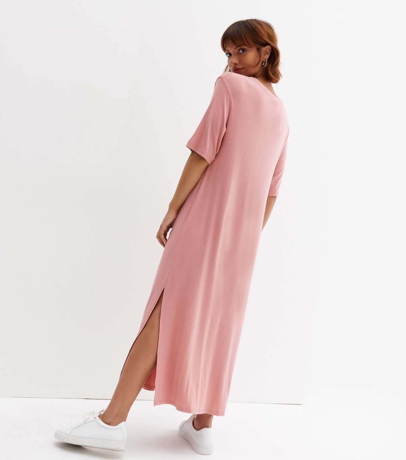 Mid Pink Jersey Oversized Midi T-Shirt Dress Image 4