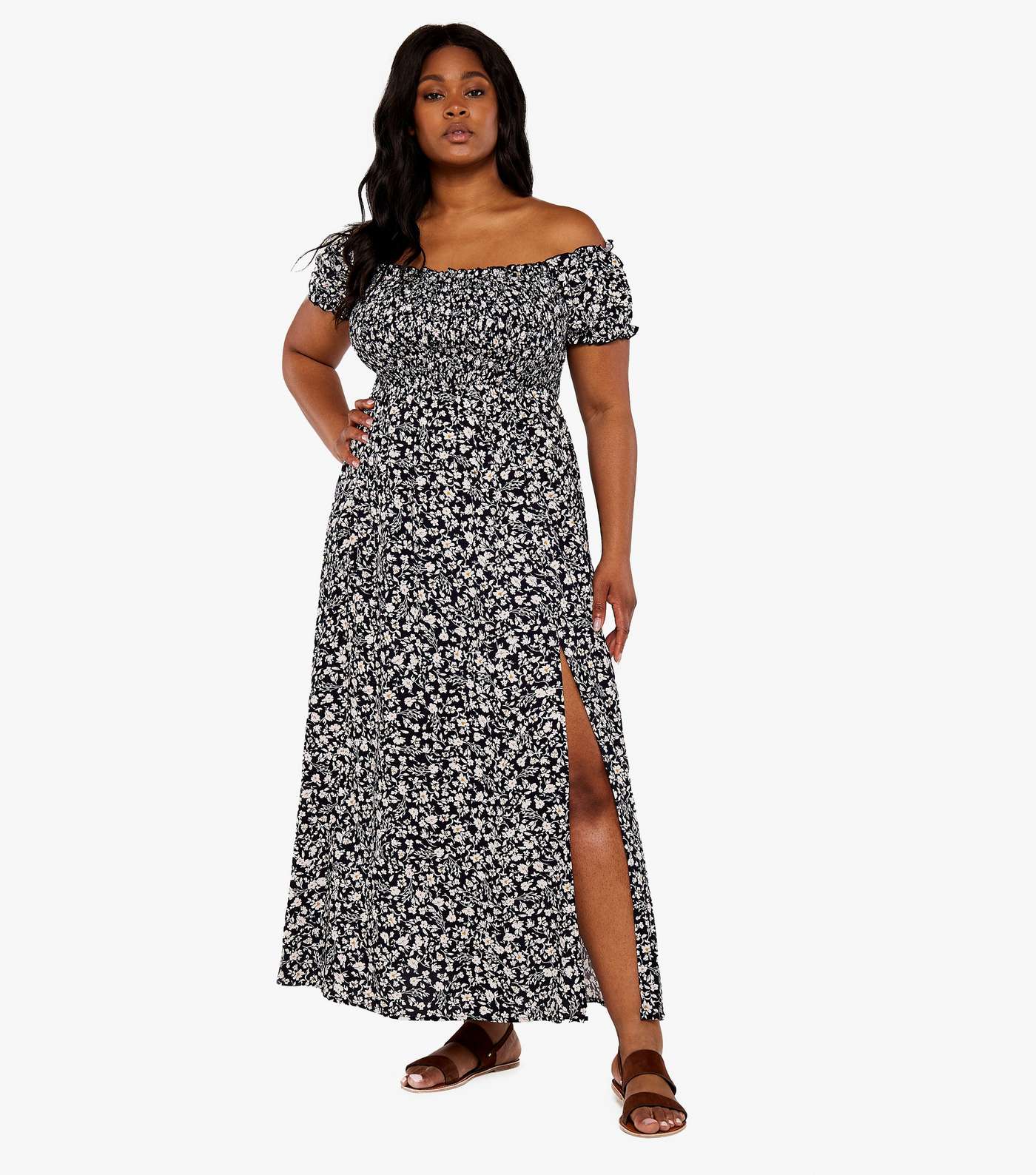 Apricot Curves Navy Floral Maxi Dress Image 2