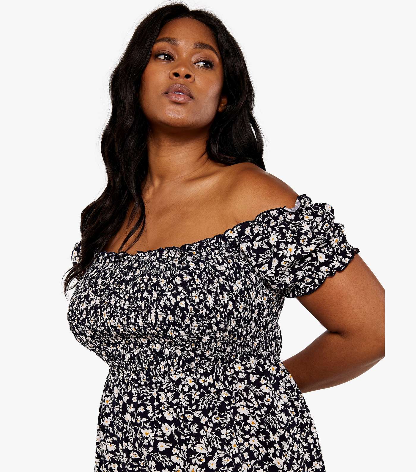 Apricot Curves Navy Floral Maxi Dress Image 4
