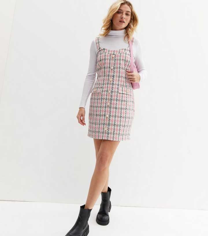 boucle pinafore dress