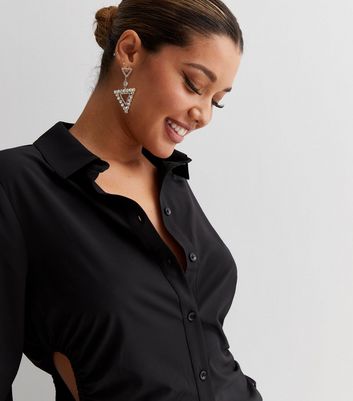 ladies black blouse with collar