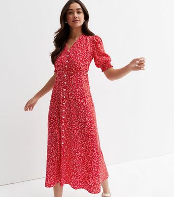 New look discount red ditsy dress