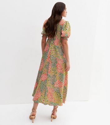 Cameo Rose Multicoloured Leopard Print V Neck Midi Dress