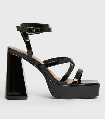 Black Suedette Knot Strap Block Heel Sandals | New Look