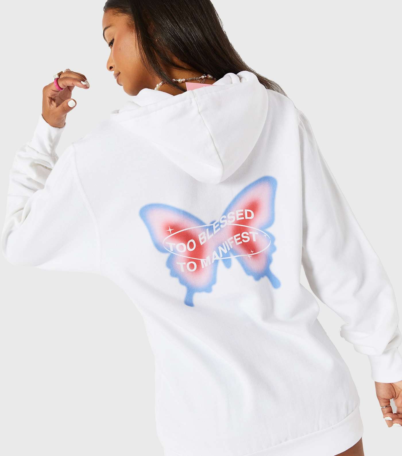 Skinnydip White Butterfly Manifest Logo Hoodie